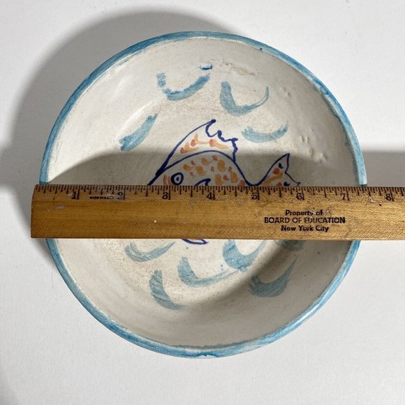 Dan Eash Art Pottery PA Handmade Glazed Stoneware Fish Bowl Pair Set Of 2 7.5in - Picture 14 of 15